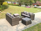 Rattan ensemble de meubles de jardin avec canapé 3 places table basse carrée et 2 pc grands tabourets