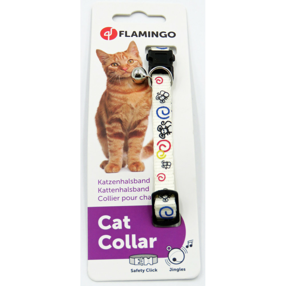 Collier réglable de 20 à 35 cm blanc avec motif souris pour chat