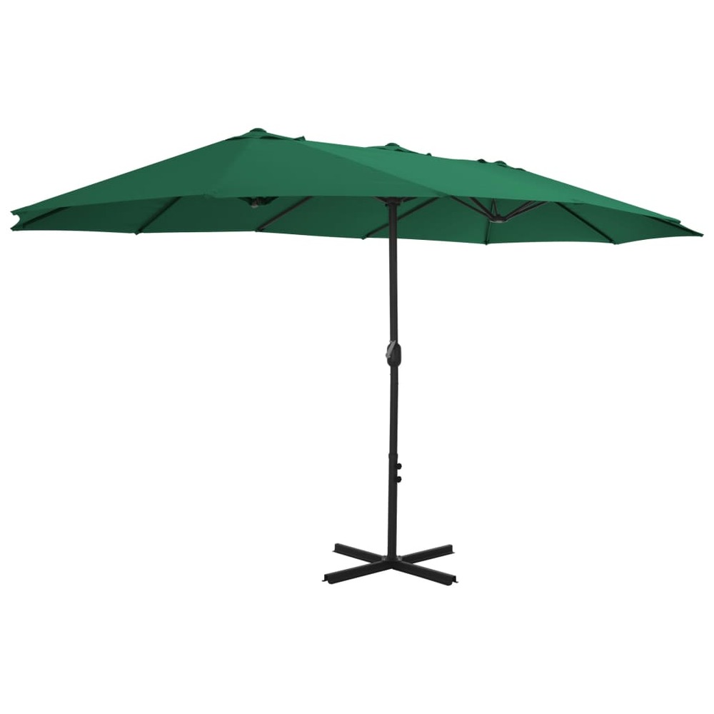 Parasol d'extérieur et mât en aluminium 460x270 cm vert