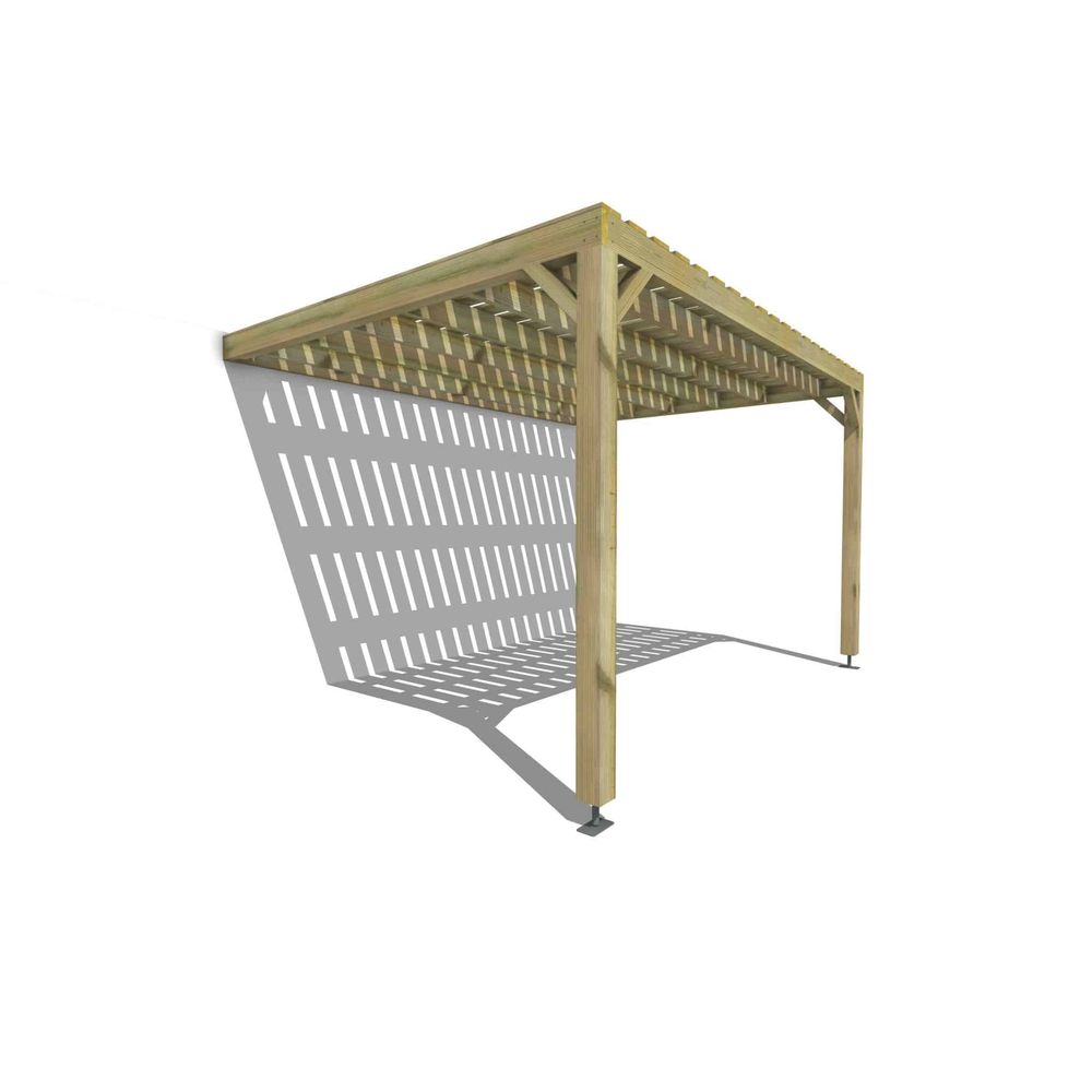 Pergola bois • 4m x 3m • adossée • sens largeur • platelage bois • livraison comprise