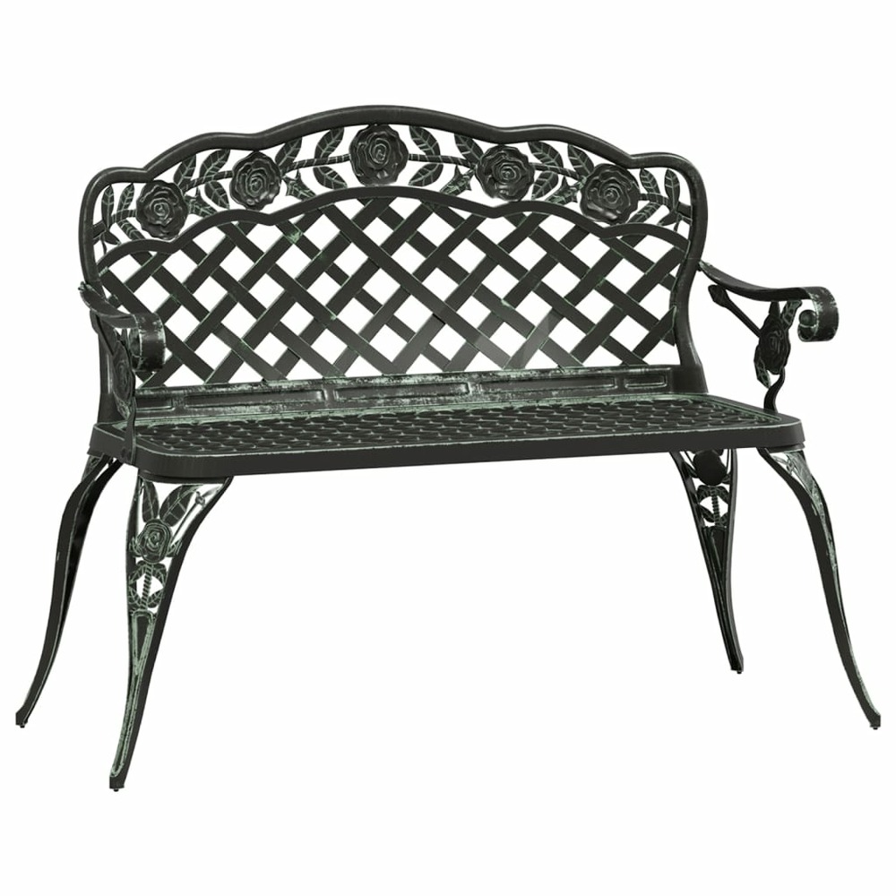 Banc de jardin meuble de patio d'extérieur terrasse 108 cm aluminium coulé vert