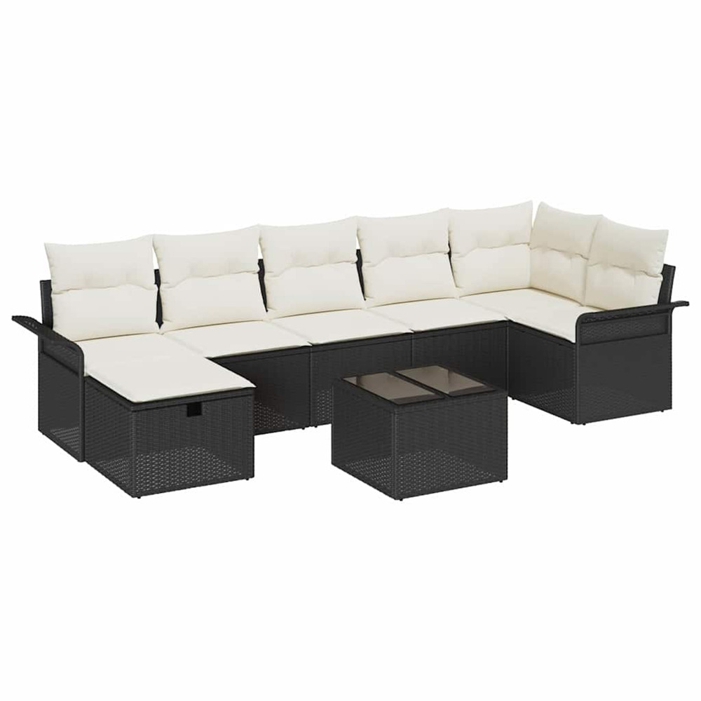 Ensemble de canapé de jardin avec coussin 8 pcs noir poly rotin