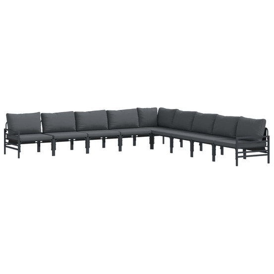 Ensemble de canapé de jardin avec coussin 9 pcs noir acier
