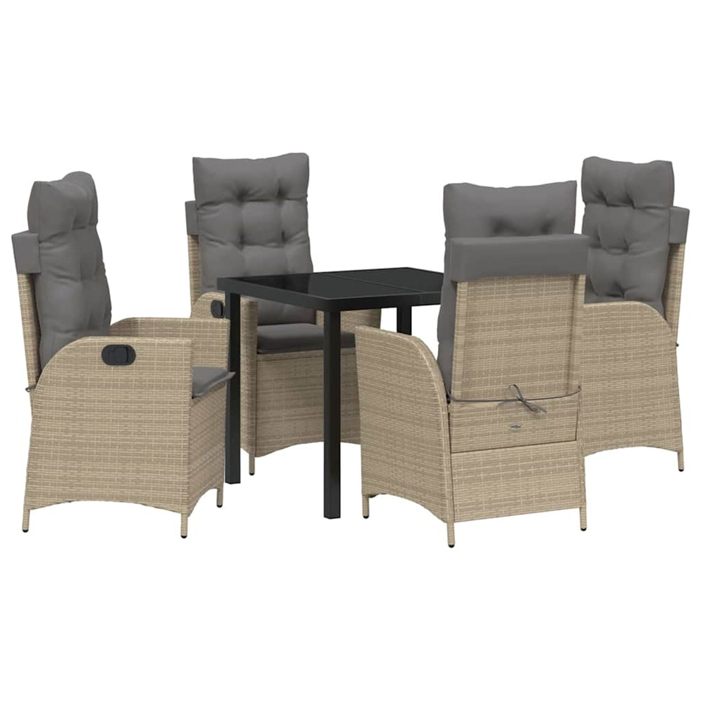 Ensemble de salle à manger pour jardin 5 pcs beige polyrotin