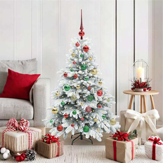 Arbre de noël artificiel 1.2m prêt à décorer, 150 led usb et 61 boules