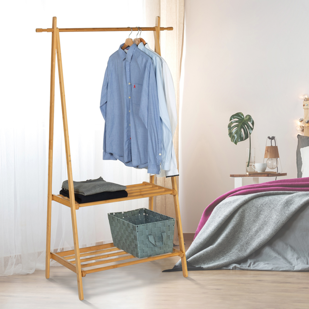 Portant d'entrée bambou rita 2 étagères