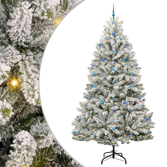 Sapin de noël artificiel vert et blanc 270 cm pvc et métal