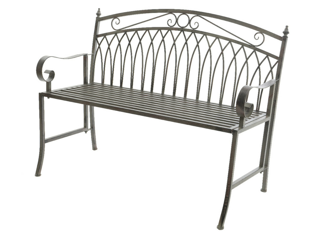 Banc de jardin en métal gris