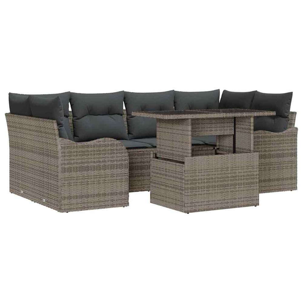 Ensemble de canapé de jardin 7 pc 6-nombre de places gris