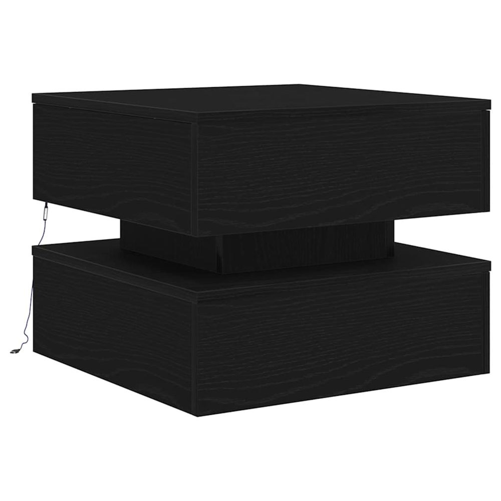 Table basse avec lumières led chêne noir 50x50x40 cm