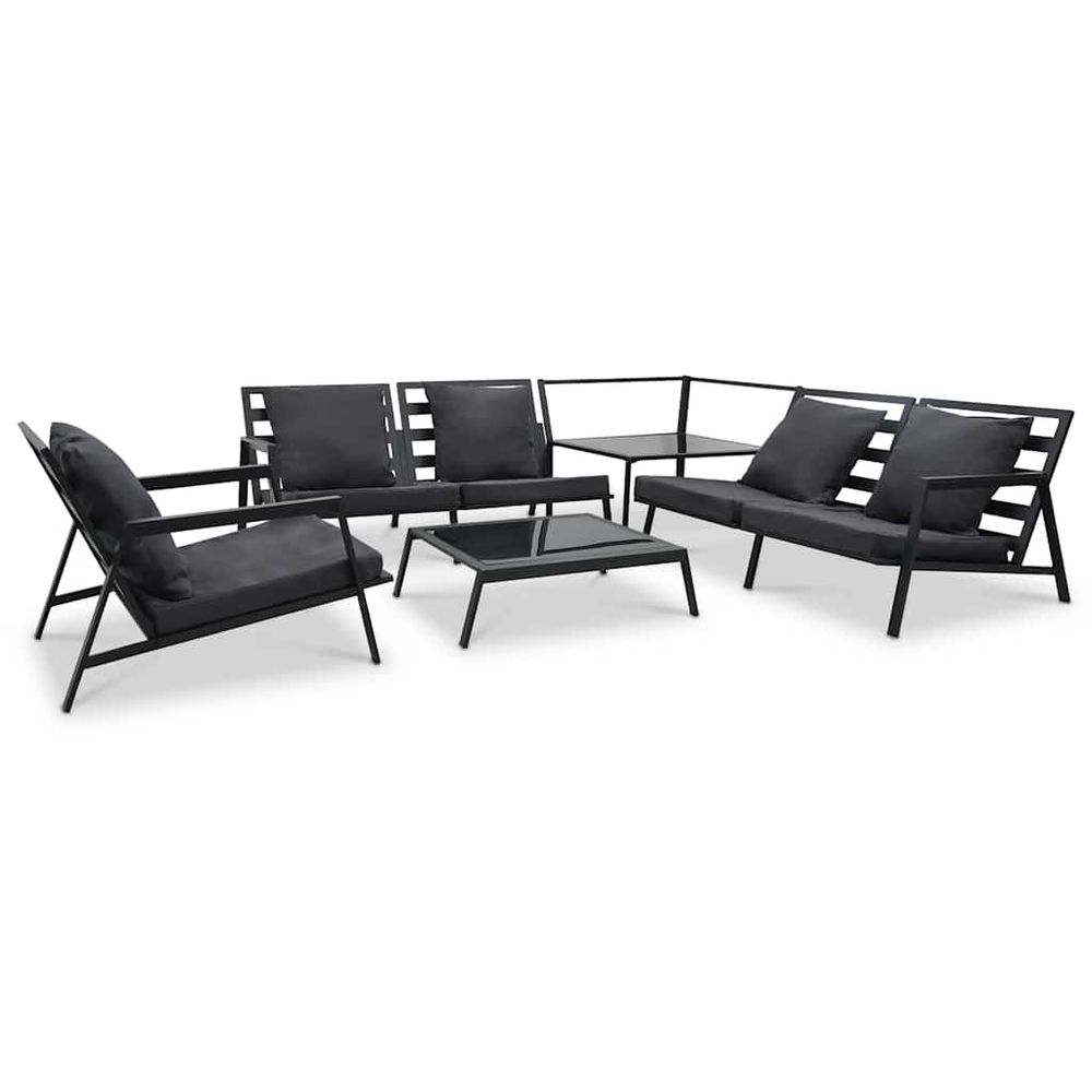 Salon de jardin 5 pcs avec coussins aluminium gris foncé