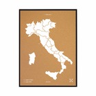 Carte en liège - woody map natural italie / 90 x 60 cm / blanc / cadre noir