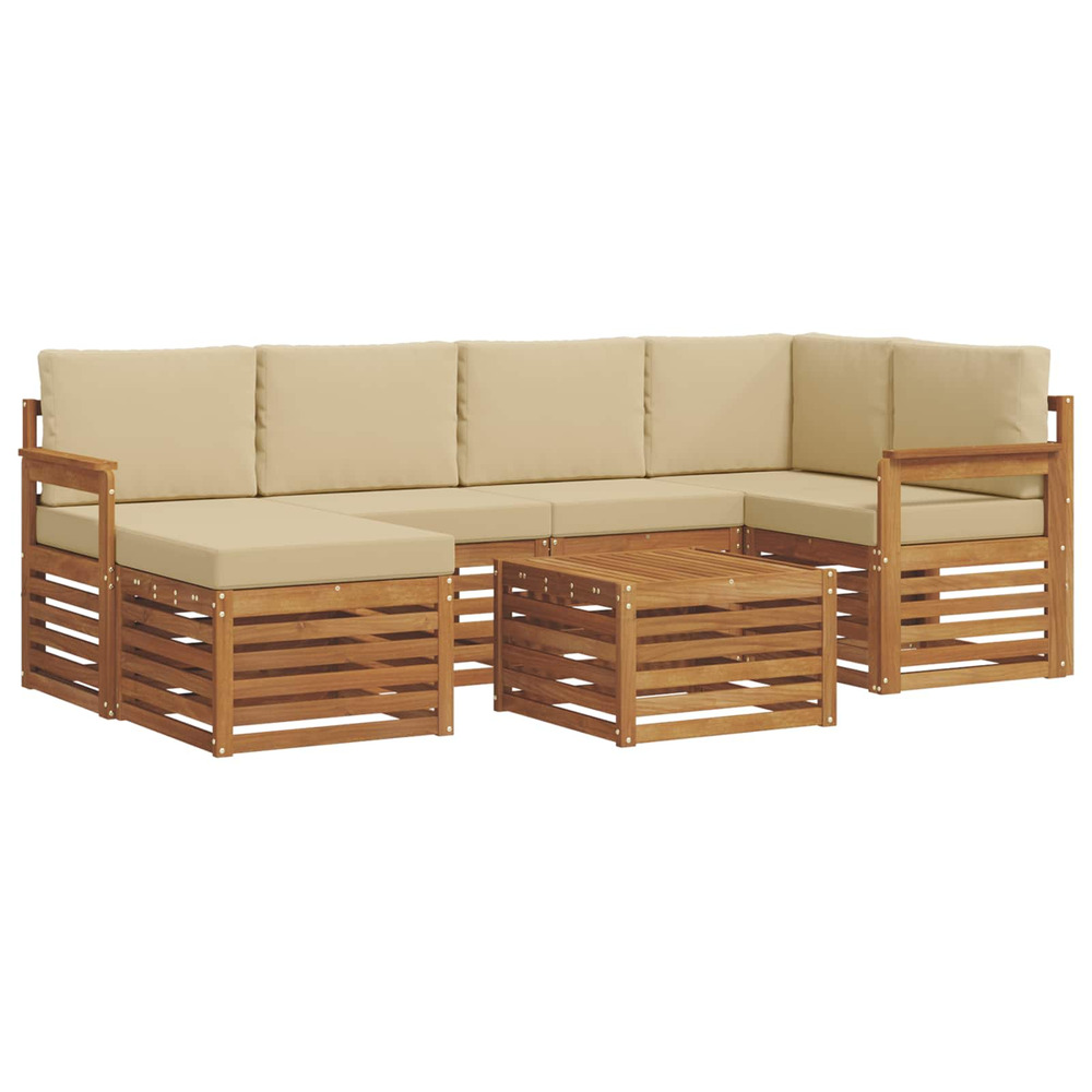 Ensembles de canapés avec coussin 7 pcs naturel et beige