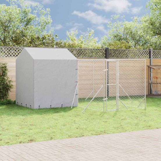 Enclos extérieur pour chien acier galvanisé avec toit et parois 4x4x2,5 m