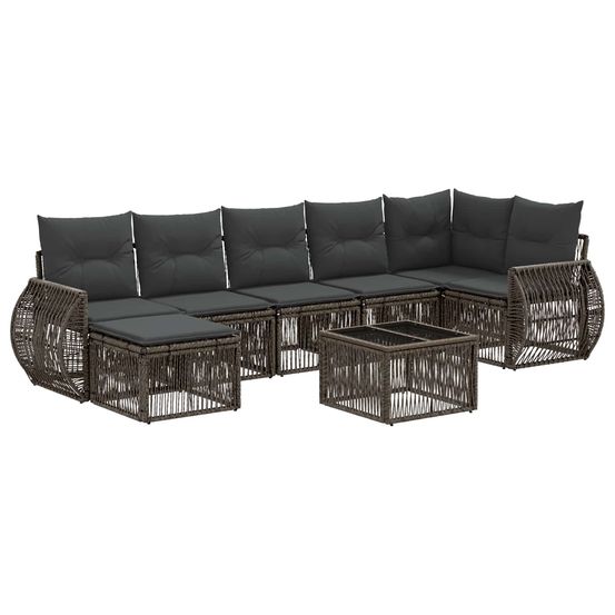 Ensemble de canapé de jardin 8 pc gris et gris foncé polyrotin
