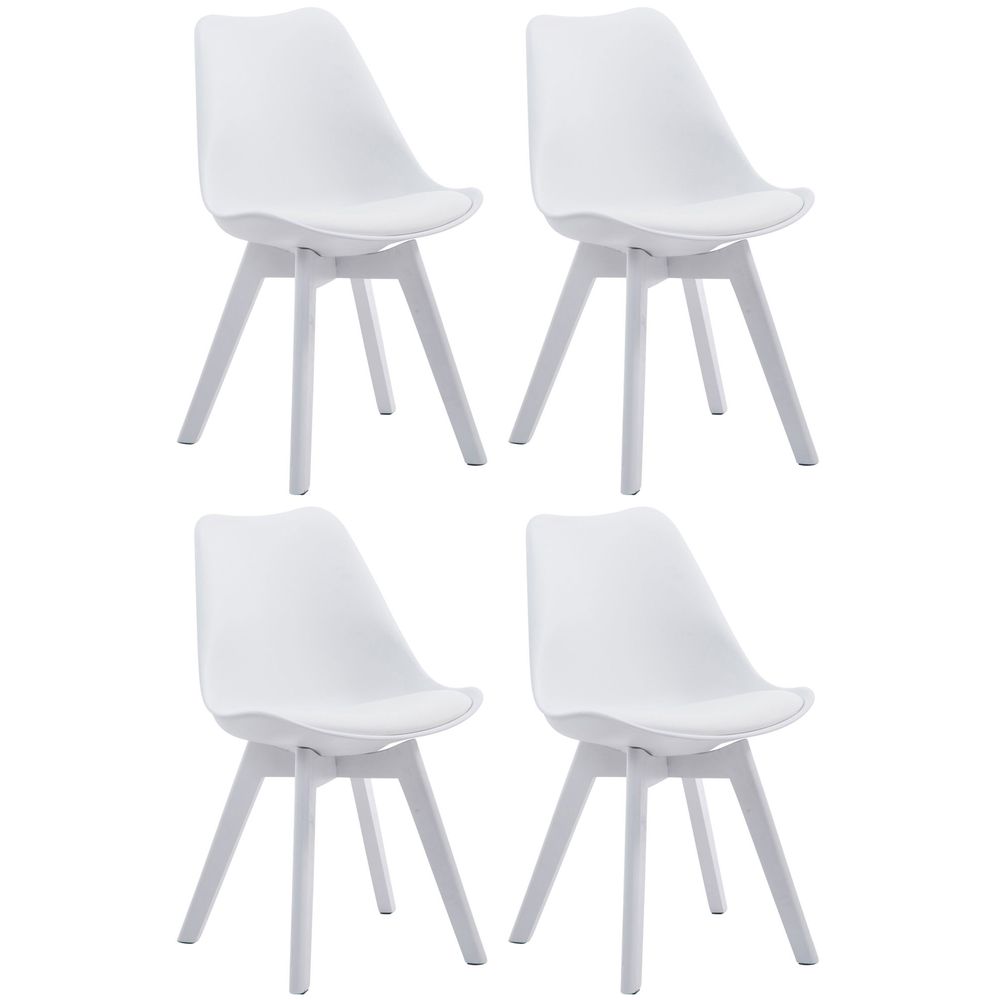 Lot de 4 chaises visiteur borneo v2 simili cuir blanc