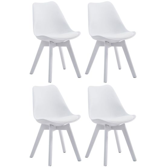 Lot de 4 chaises visiteur borneo v2 simili cuir blanc