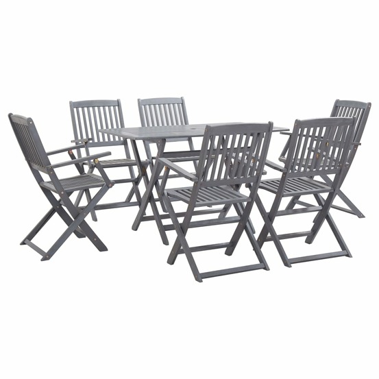 Mobilier à dîner salon de jardin 7 pièces bois d'acacia massif gris