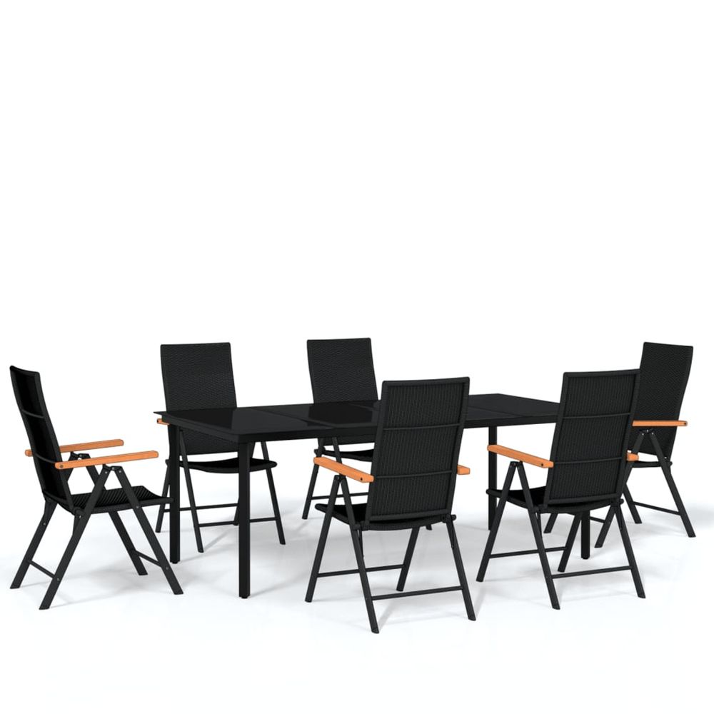 Ensemble à manger de jardin 7 pcs noir