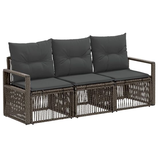 Ensemble de canapé de jardin 3 pc gris polyrotin