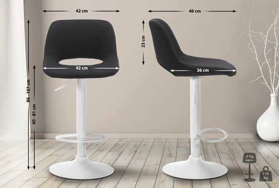 Lot de 2 tabourets de bar camden tissu blanc