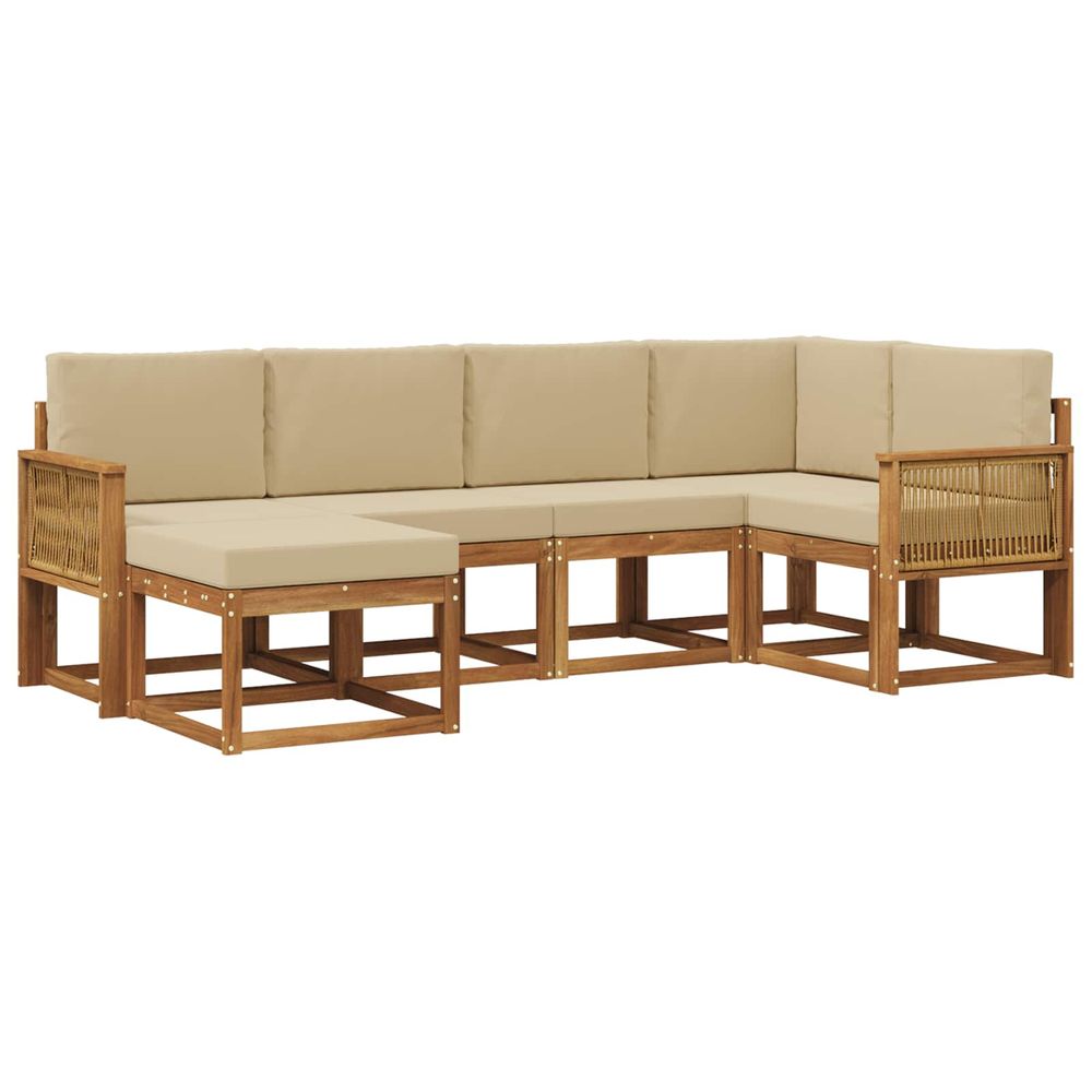 Ensemble de canapés d'extérieur 6 pc naturel et beige polyester