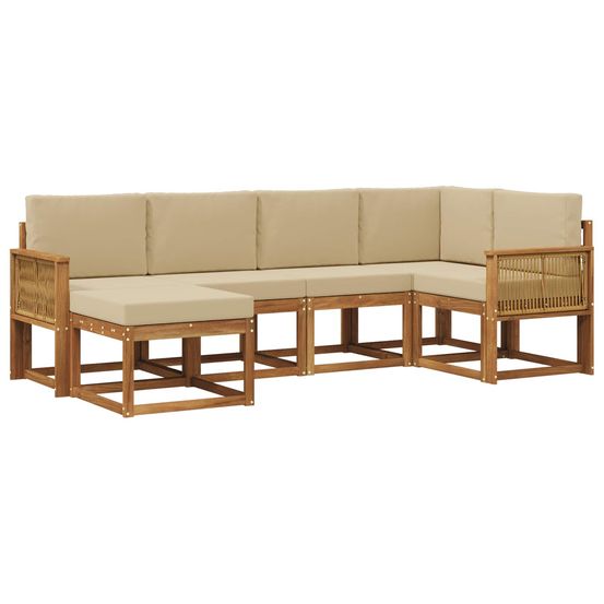 Ensemble de canapés d'extérieur 6 pc naturel et beige polyester