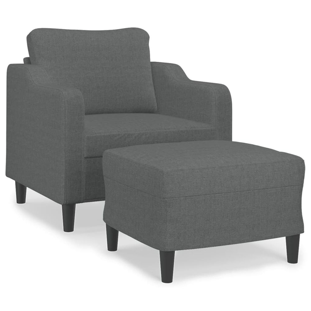 Fauteuil avec repose-pied gris foncé 60 cm tissu