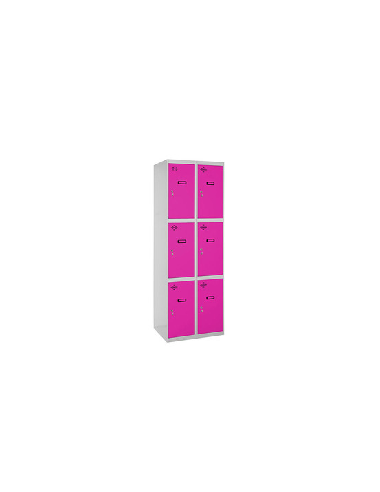 Casier-armoire simonlocker desm. 3 portes 2/6 400 (800) gr/rs gris/rose 1800x800x500 - simonrack