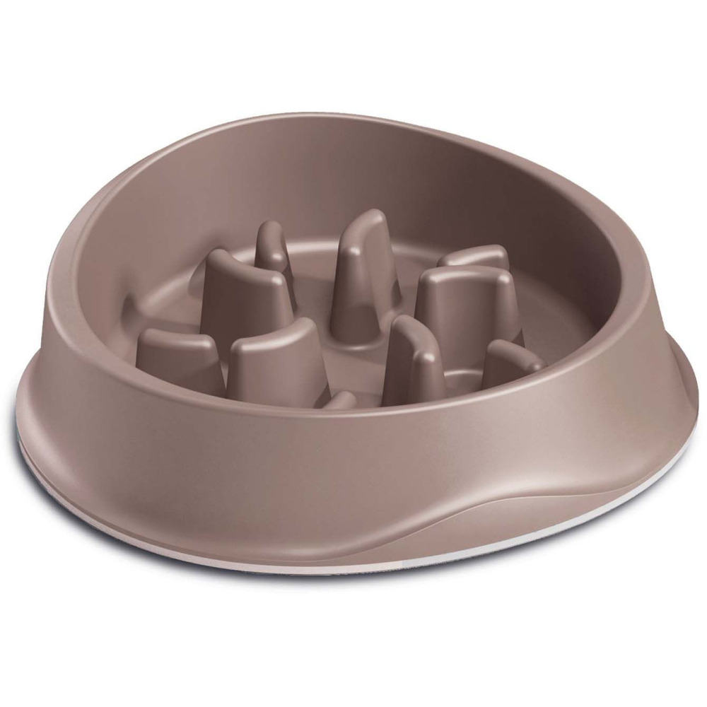 Gamelle anti glouton slow feeder 1 litre taupe