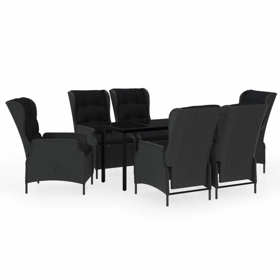 Ensemble à manger de jardin 7 pcs gris foncé