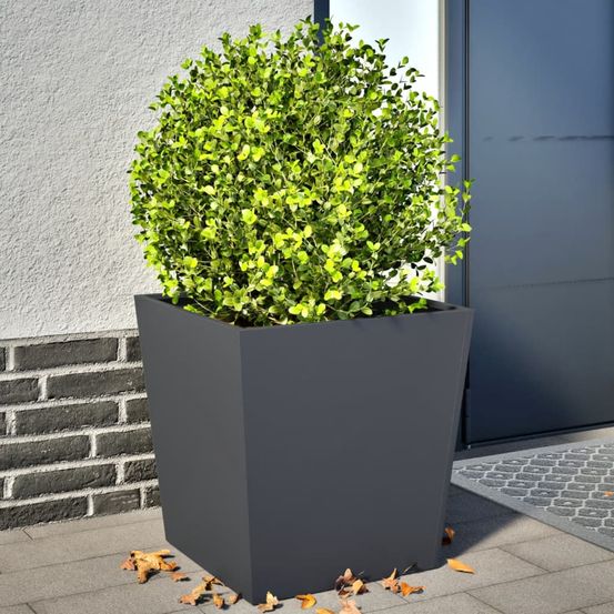 Lot de 2 jardinières carrées acier pour jardin balcon anthracite 50cm