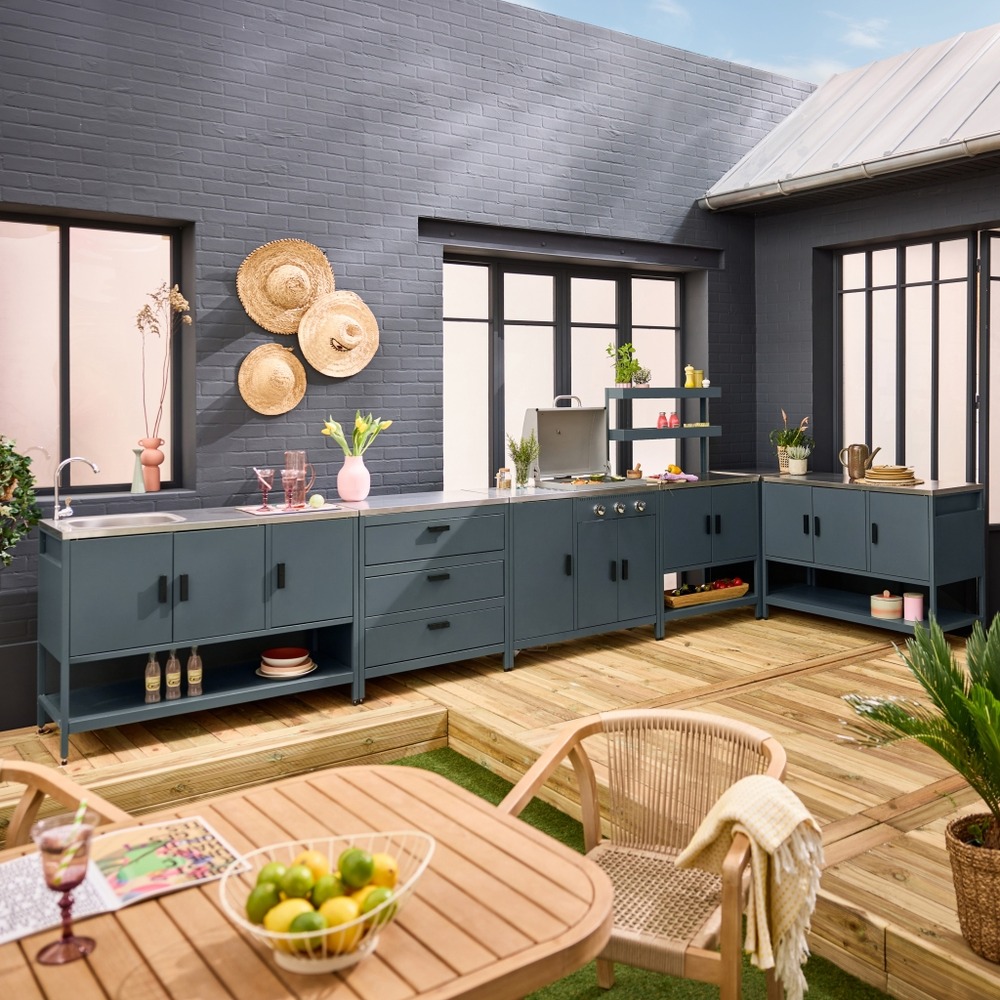 Cuisine extérieure naxos 6 modules acier inoxydable avec barbecue gaz