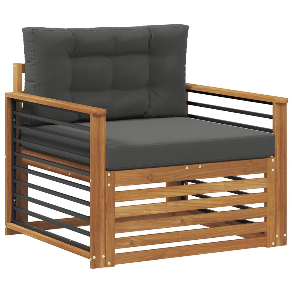 Canapé d’extérieur bois d'acacia massif et polyester