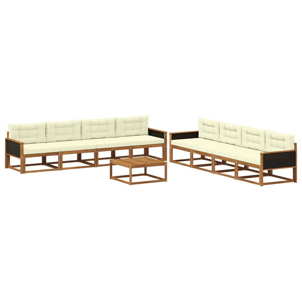 Ensemble de canapés d'extérieur 9 pcs naturel et crème