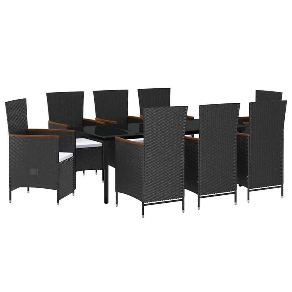 Ensemble à manger de jardin avec coussins 9 pcs noir