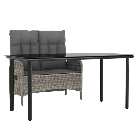 Ensemble à manger jardin et coussins 2 pcs gris rotin