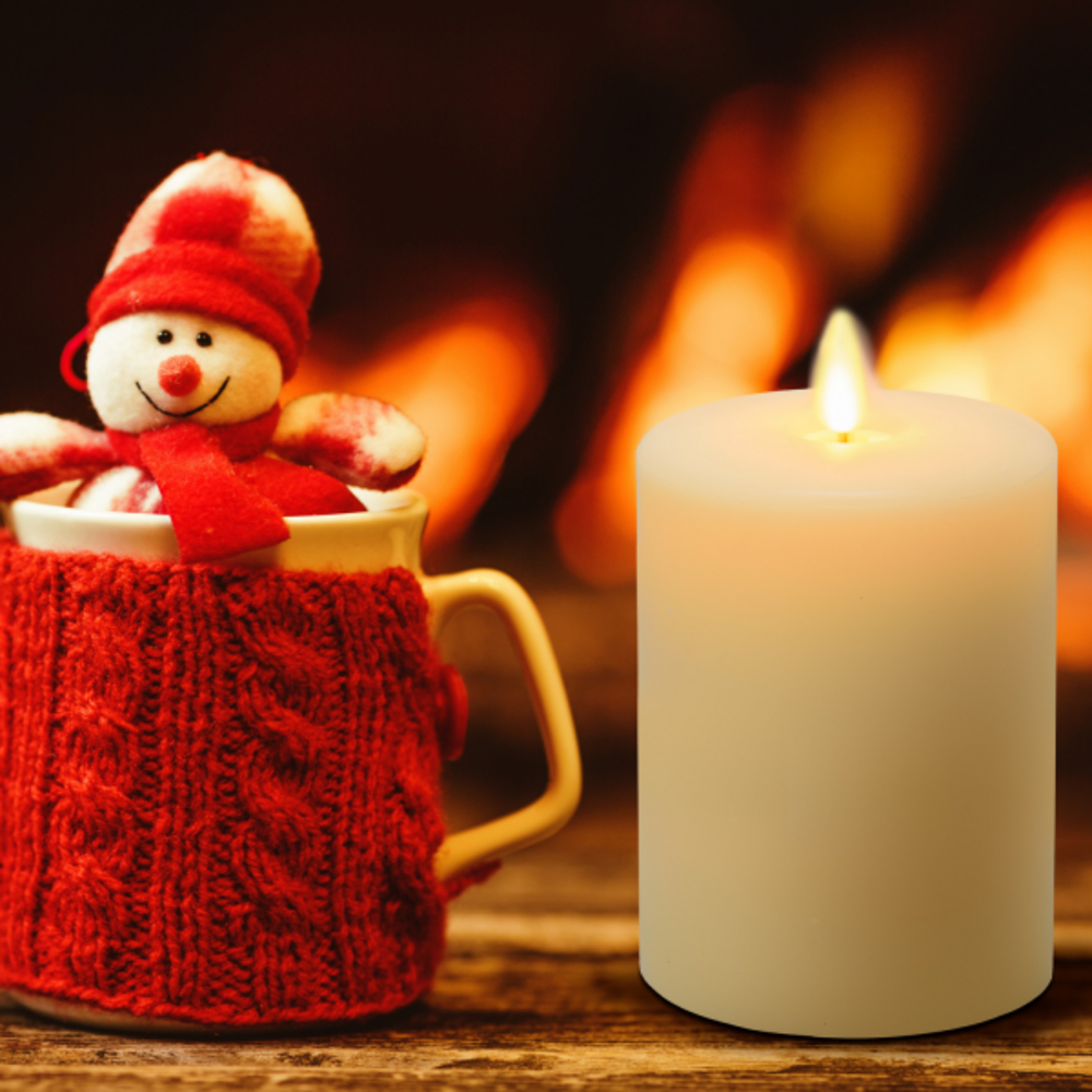 Bougie lumineuse led cylindrique en cire ivoire flamme vacillante piles 10cm timer blanc chaud lotti