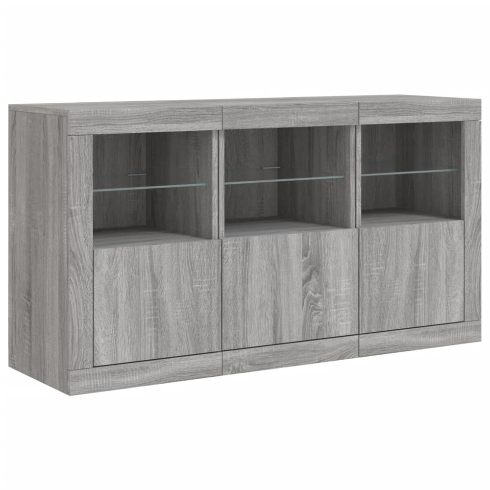 Buffet bahut commode armoire meuble de rangement organisateur cuisine salle de séjour salon avec lumières led sonoma 123 x 37