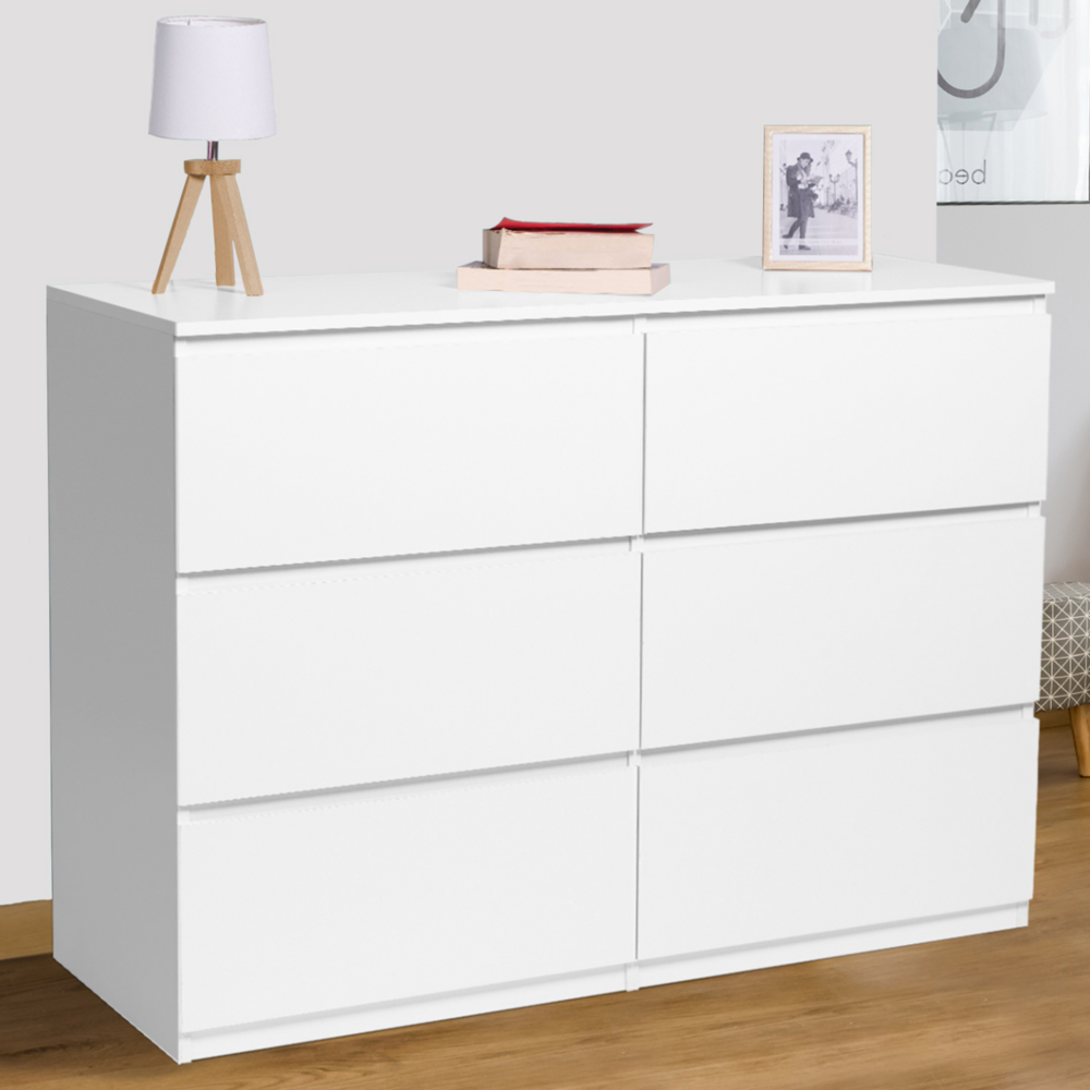 Commode 6 tiroirs tomi 110 cm bois blanc