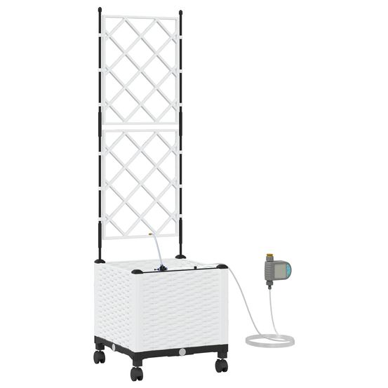 Porte-plante de jardin avec irrigation et roues blanc pp