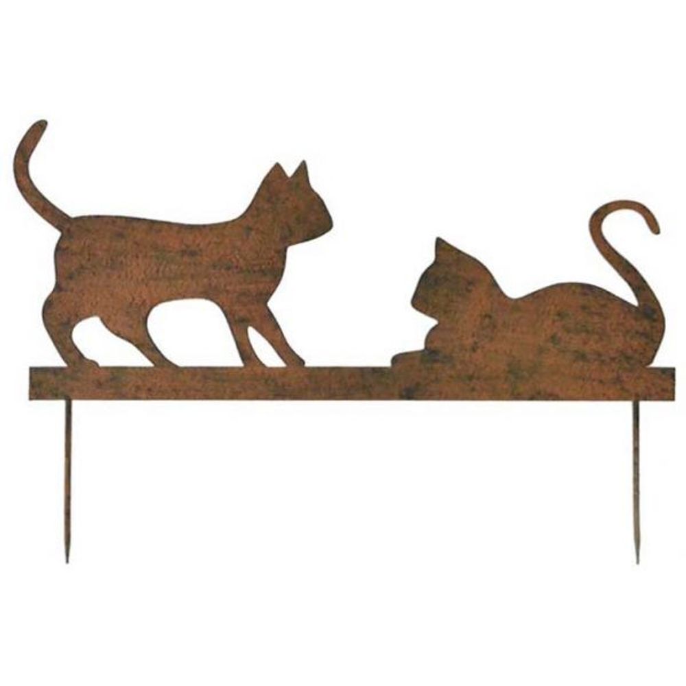 Silhouette en fer chats sur piques 2 chats