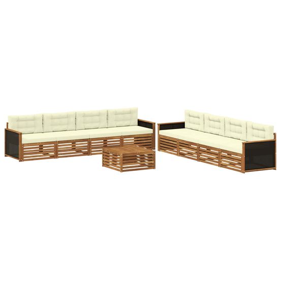 Ensemble de canapés d'extérieur 9 pc naturel et crème polyester