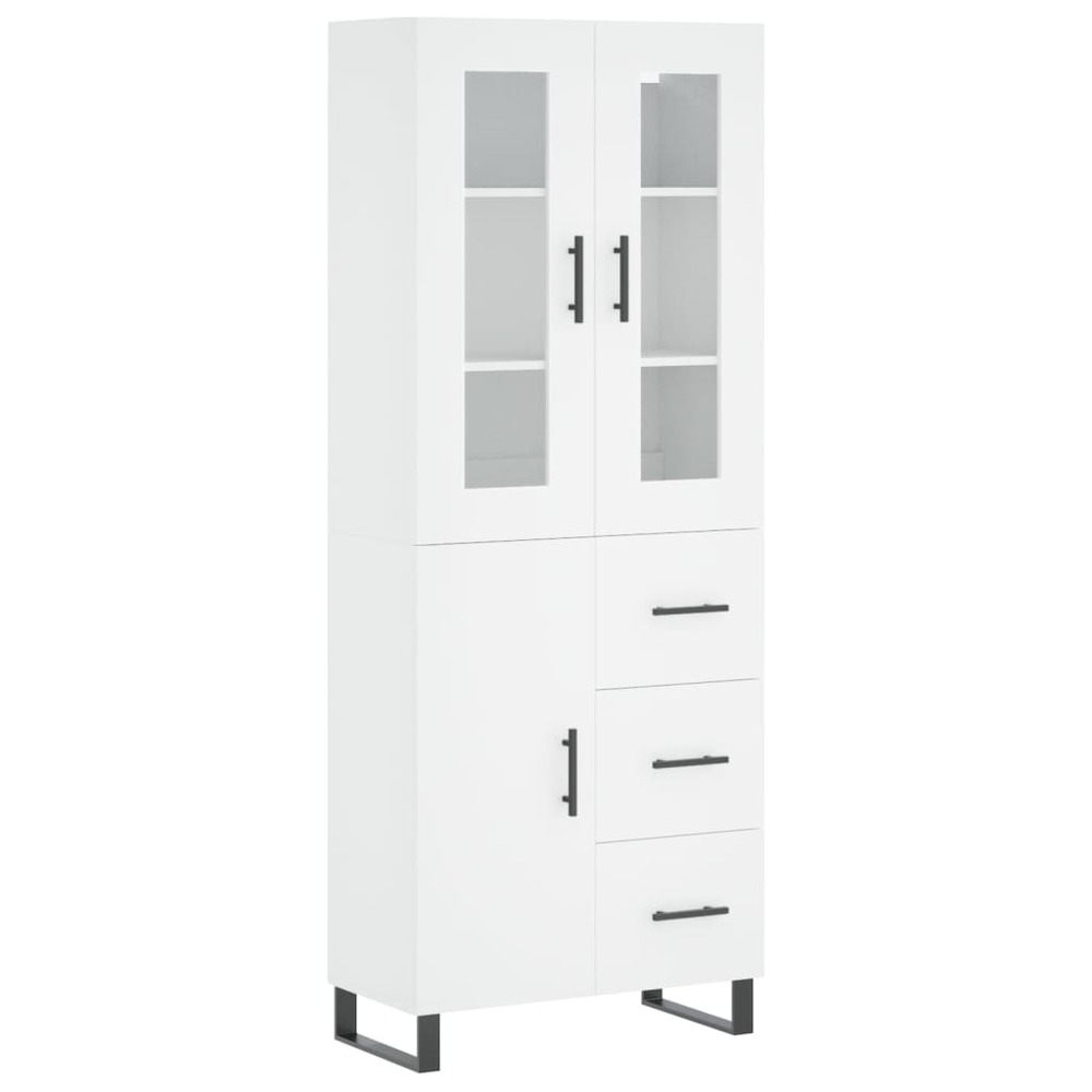 Buffet bahut commode armoire meuble de rangement organisateur cuisine salle de séjour salon haut 69,5 x 34 x 180 cm bois d'in