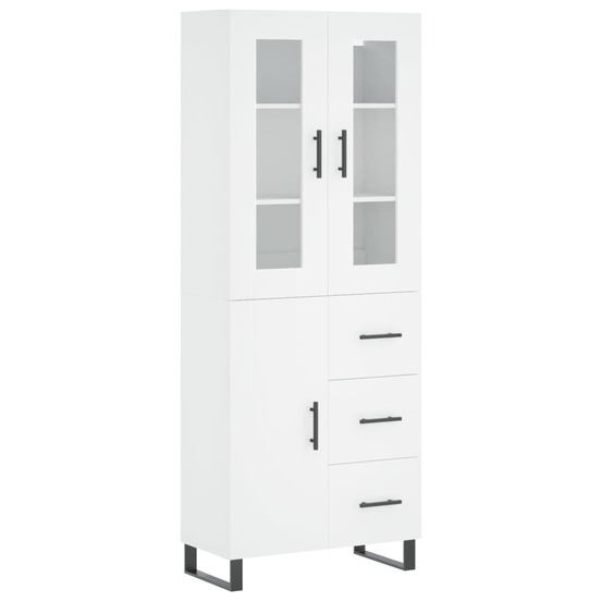 Buffet bahut commode armoire meuble de rangement organisateur cuisine salle de séjour salon haut 69,5 x 34 x 180 cm bois d'in