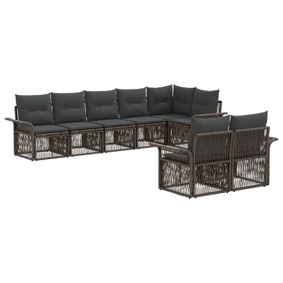 Ensemble de canapé de jardin 8 pc gris polyrotin
