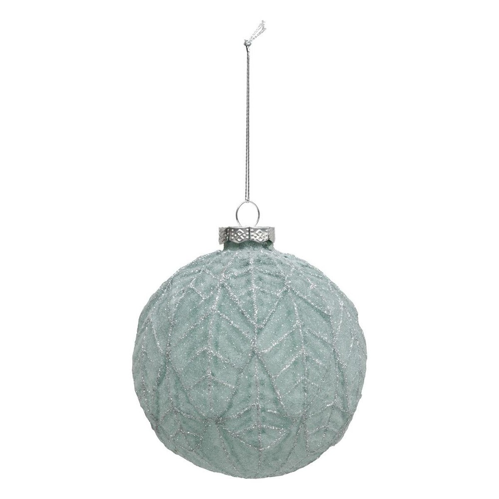 Boule de noël en verre 100mm givré vert