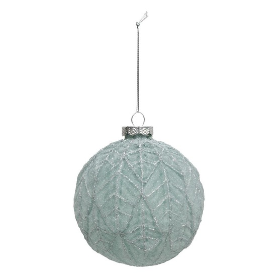 Boule de noël en verre 100mm givré vert