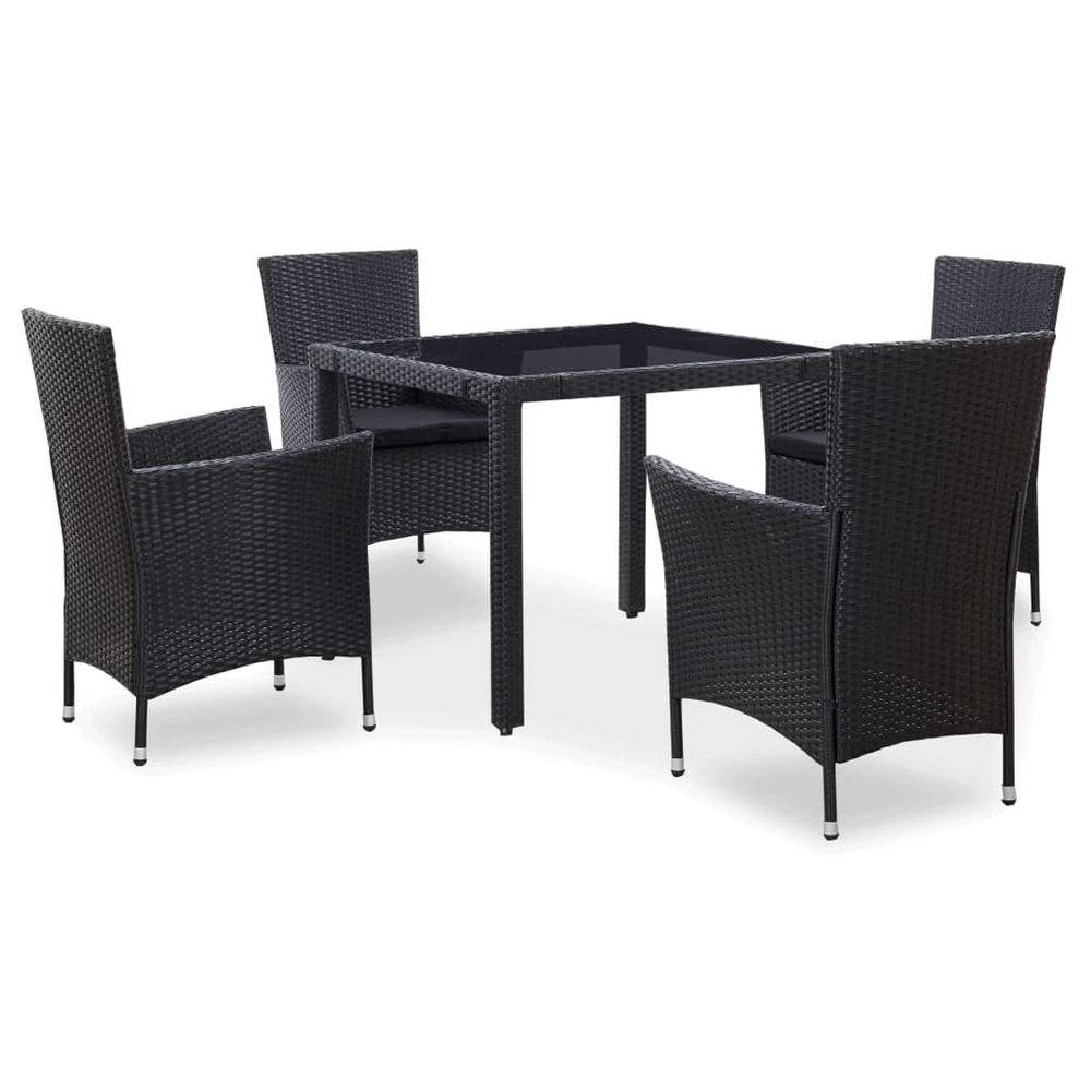 Ensemble à manger d'extérieur 5 pcs résine tressée noir