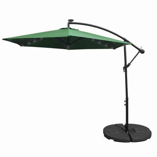 Parasol vert 3m avec led's intégrés avec base ronde